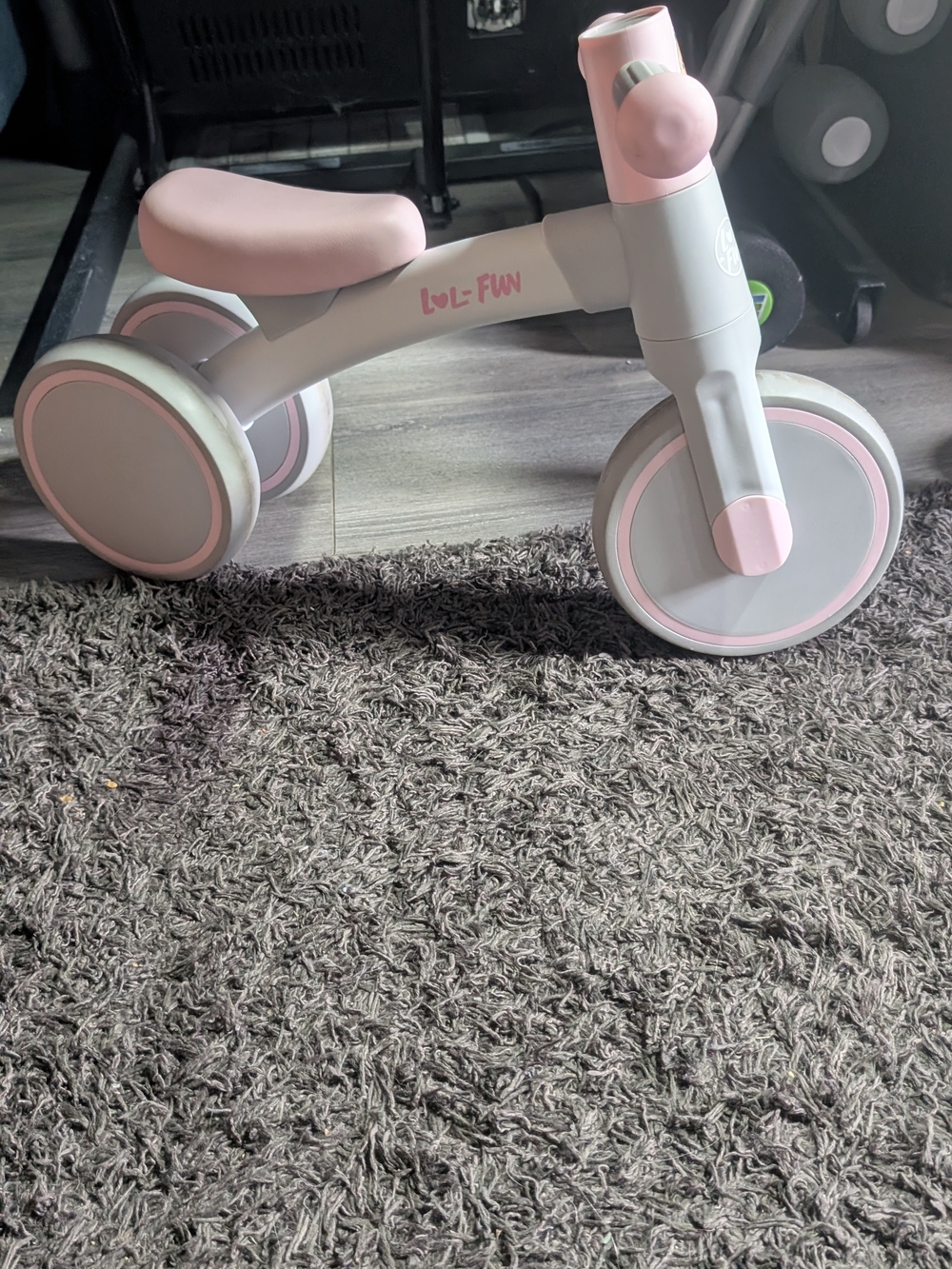 Lil' Fun Toddler Ride-On Balance Bike in Pink and Gray